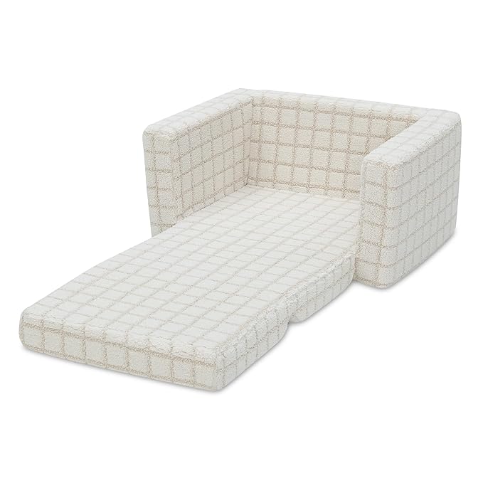 Delta Children Checkered Cozee Flip-Out Chair Cream