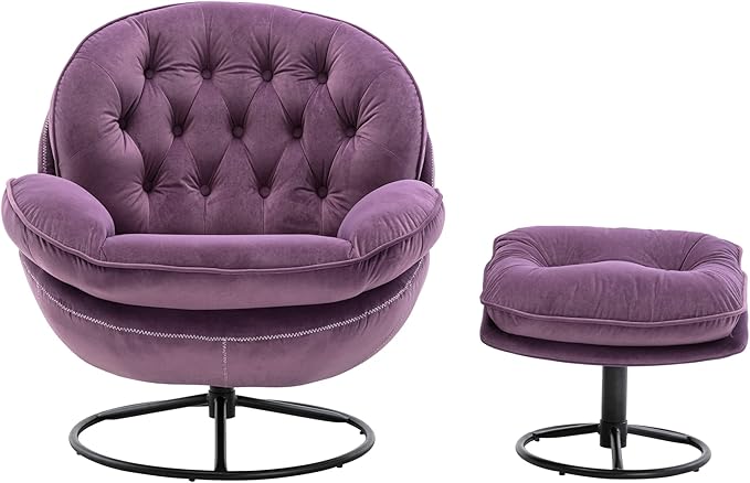 Accent Chair TV Chair Living Room Chair with Ottoman Purple LY757