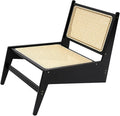 Bamboo Accent Chair 21×25×23in Mid Century Side Chairs Comfy Bamboo Chairs Bamboos Wood Lounge Chair with Woven Cane Backrest for Bedroom Reading Room (Black)