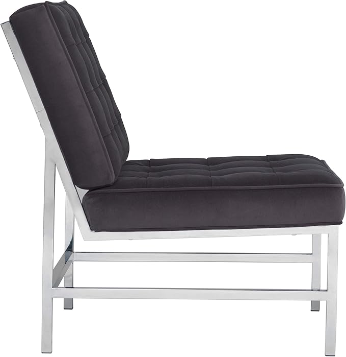 Studio Designs Home Modern Ashlar Velvet Accent Chair Lounge Chair for Living Room Bedroom or Office Polyester Fabric in Mink Brown Chrome