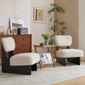 White Accent Chair Set of 2 for Small Spaces Armless Accent Chair for Bedroom Side Chairs &amp Comfy Chairs for Living Room Wood Base Comfy Cushion Bedroom Office (Black+White)