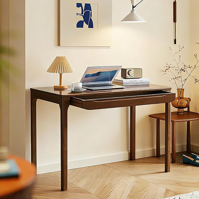 Widen Solid Wood Desk with Drawers39X24 Wood Writing Desk for Small SpaceStudent Computer PC DesksHome Desks for WorkGaming Study Desk for Bedroom Escritorios Desk Table (Walnut 39“)