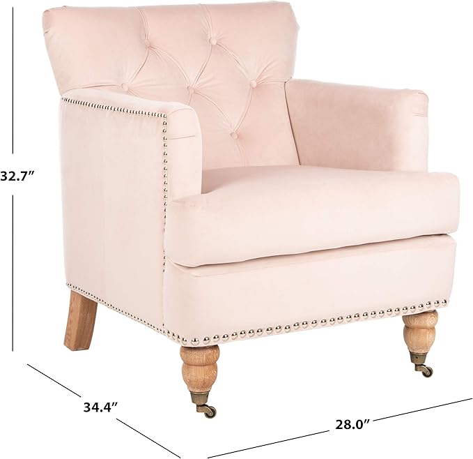 Safavieh Home Colin Blush Pink Velvet and White Washed Tufted Club Chair