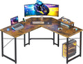 Casaottima 51 Inch L Shaped Gaming Desk Corner Table Sturdy Workstation for Home Office Writing Gaming Computer Desk for Small Space Easy Assembly Rustic Brown