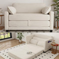 Convertible Sofa Bed Loveseat Sleeper Sofa with Side Storage &amp Solid Wood Frame Corduroy Small Couch Bed for Small Space Pull Out Floor Couch for Apartment Guest (Beige 51)