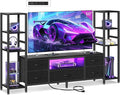 Casaottima TV Stand for 40/50/55 Inch TV Low-Profile Entertainment Center with LED Lights &amp Power Outlets TV Stand with Drawers &amp Open Shelves for Storage for Small Spaces/Living Room/Gaming