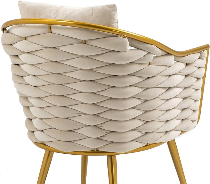 Velvet Accent Chair Modern Upholstered Armchair Tufted Chair with Metal Frame Single Leisure Chairs for Living Room Bedroom Office Balcony