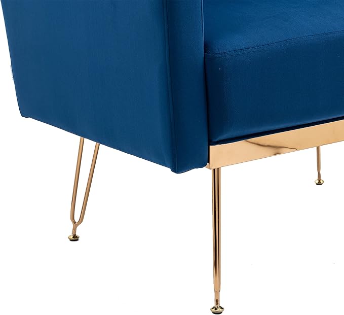 Velvet Accent Chair Upholstered Living Room Accent Armchair Leisure Single Chairs with Rose Golden feet Tufted Sofa Chairs for Home Office Living Room Bedroom Small Space (Navy)