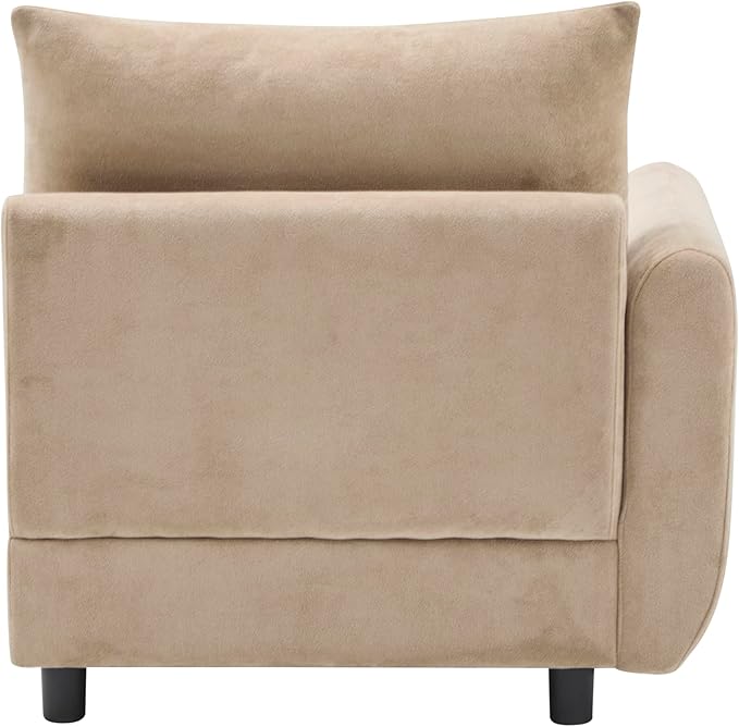 Merax 69 3-Piece L Shaped Modular Sectional Sofa with Ottoman Free Combination Velvet Upholstered Sofa Couch with Removable Cushions and Pillow Back for Living Room Office Easy Assembly Camel
