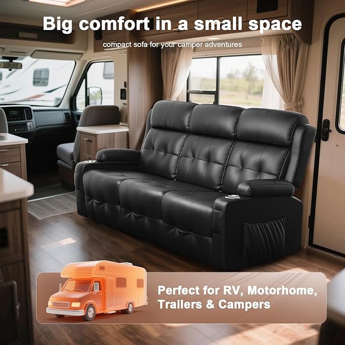 Recliner Sofa Massage Flip Back Reclining Sofa 3 Seater Sets Heavy Weight Capacity RV Loveseat Clearance Recliner Couch with Storage Cup Holders Wall Hugger Couches for Living Room