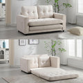 Folding Futon Sleeper Sofa with Pull Out Couch BedModern Velvet Loveseat Sleeper Convertible to Full Size Floor Couches Bed for Living Room Bedroom Small Space (Beige)
