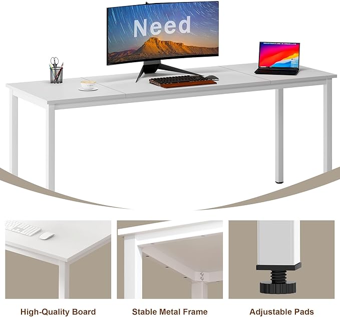 Need 70.8 Inch Executive Office Desk Large Stylish Computer Desk Simple Study Writing Desk Workstation Business Furniture for Home Office White