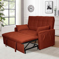 60 Pull Out Sofa Bed Linen Convertible Sleeper Couch Loveseat Chaise Lounge with Side Pockets Red Pullout Futon Sofa Bed for Living Room Bedroom Small Spaces RV (Red)