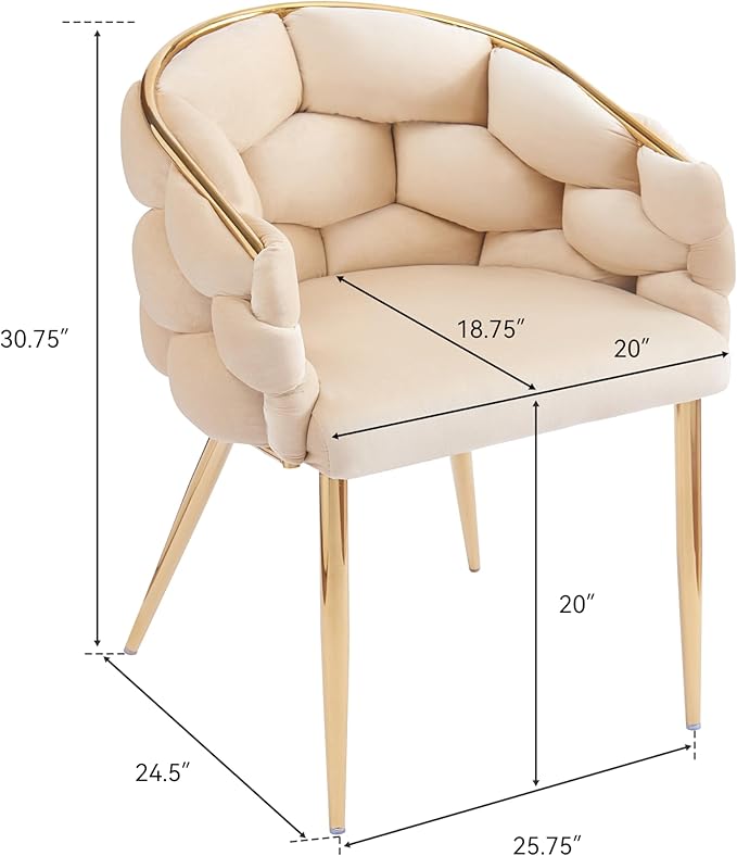 Luxury Handmade Accent Chair with Gold Legs Modern Velvet Armchair for Living Room and Bedroom