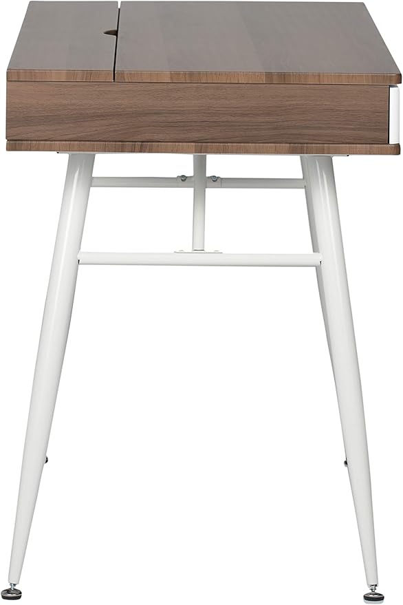 Calico Designs Alcove Modern Desk with Large Split Drawer Storage White/Chestnut