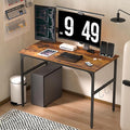 VECELO Computer Desk Water Proof Writing Desk with 4 Hooks Work Desk with Adjustable Feet Computer Desk for Small Space/Home Office/Dormitory 43 InchRusic Brown