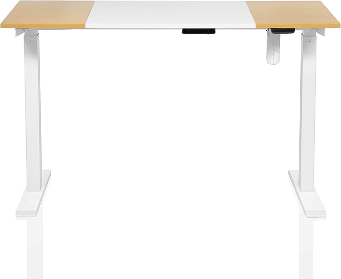 Furniture of America Grant Minimalist Metal Height Adjustable 48 in. Standing Desk for Home Office White and Maple