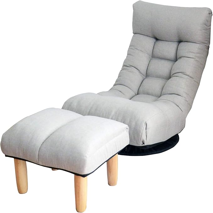Single Reclining Chair Modern Grey Solid Recliner Adjustable Height Indoor Use Living Room