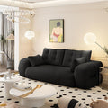 Convertible Sofa Bed with Folding Mattress Oversized Human Dog Bed 3-in-1 Sleeper Couch with Pillows and Thick Armrests 78.7 King Size Floor Sofa for Living Room Bedroom Guest Room Black Teddy