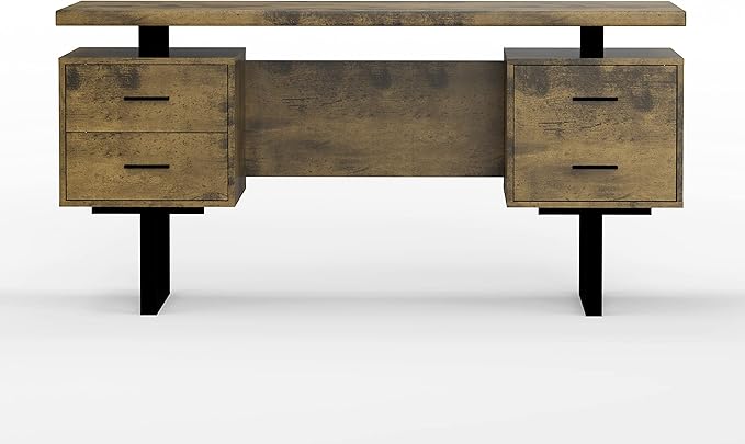 60'' Mariposa Home Office Computer Desk - Reclaimed Brown Top Reclaimed Brown Body Black Metal Black Hardware