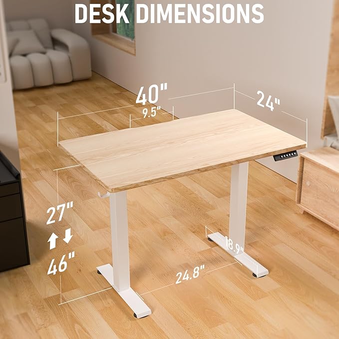 40 * 24 Electric Standing Desk Adjustable Height Sit Stand Up Desk Motorized Home Office Computer Gaming Workstation Desk
