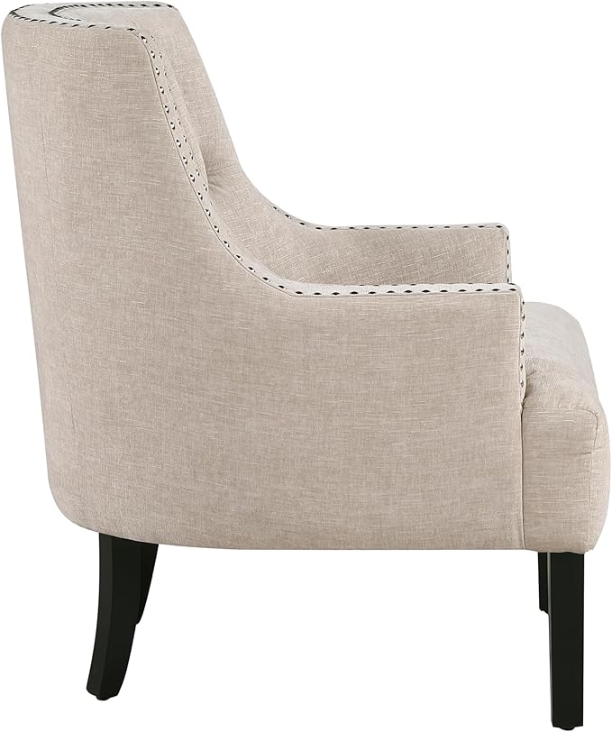 Lexicon Accent Chair Reading Chair Comfy Chair for Bedroom Upholstered Armchair with Solid Wood Frame Tufted Cushion Nail Head Trim Single Sofa Chair for Living Room Office Taupe Chenille