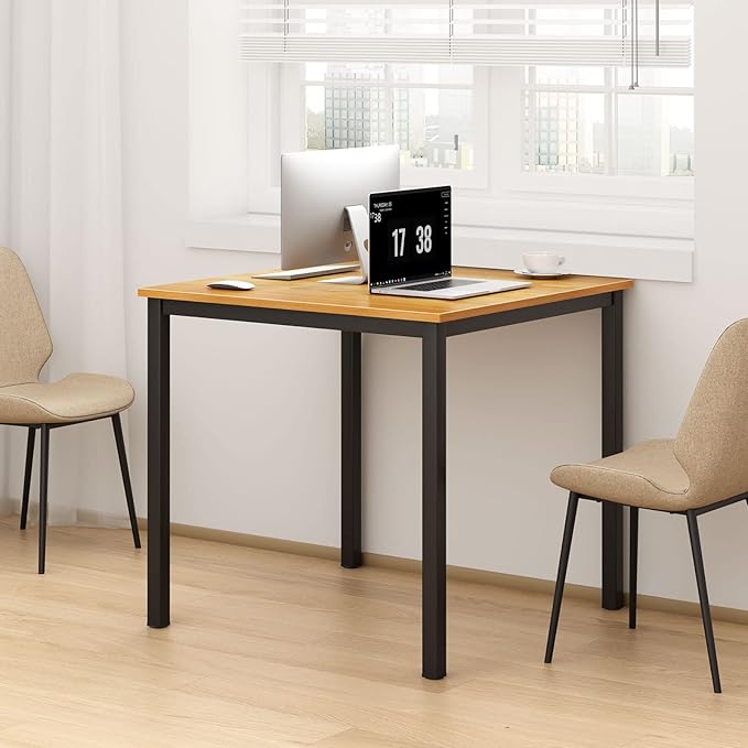 Need Small Computer Desk 31.5 inches Square Sturdy Writing Desk Small Teens Study Table Laptop Desk Teak &amp Black