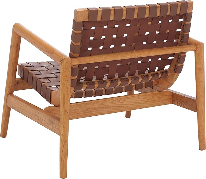 Safavieh Home Collection Bellona Cognac/Natural Leather Woven (Fully Assembled) Accent Chair