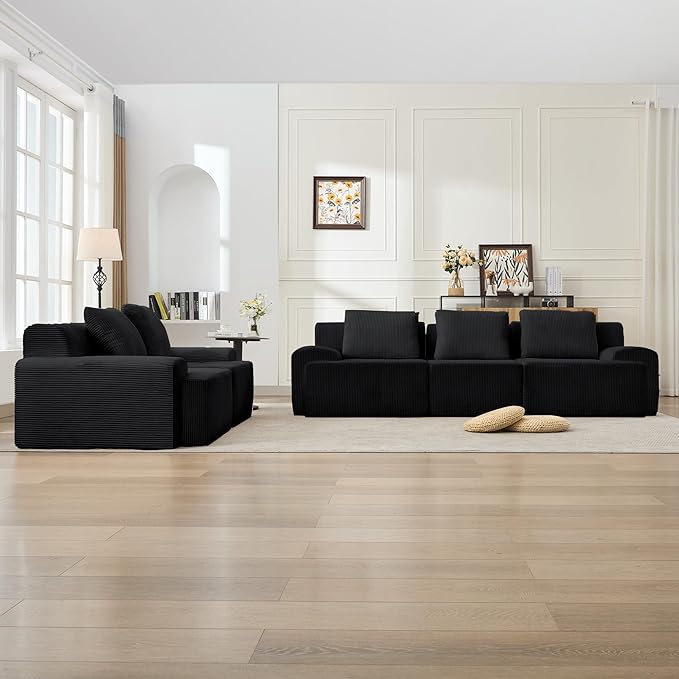 KIGOTY Modular Sectional Sofa Set 5 Pcs Comfy Cloud Sectional Couch with Deep Seat Modern Boneless Couch for Living Room No Assembly RequiredBlack