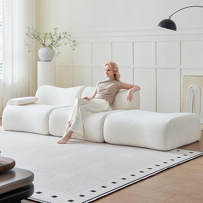 UKMTUET Boneless Couches for Living Room 114 L Shaped Couch with Chaise Sectional Couch with Convertible Ottoman Modular Sectional Sofa Comfy Couch with 3 Seat &amp Pillow