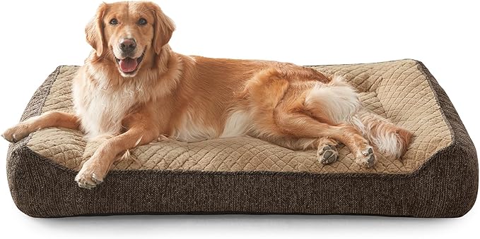 JOEJOY Extra Large Orthopedic Dog Beds Large Sized Dog Extra Thick Supportive Big Dogs Bed with Sides and Waterproof Lining Ultra Soft Pet Bed Sofa Brown 48''x35''