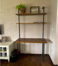 Industrial Wall Mount Desk with Shelves 3-Shelf Ladder Desk Computer Writing Table for Small Spaces Black and Brown Modern Narrow Floating Table with Storage (13 Dx39.4 Wx79 H)