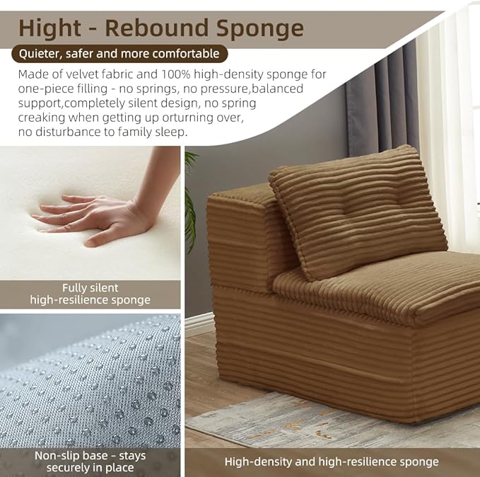 2 Pieces Sofa and loveseat Set Convertible Queen Sleeper Couch Bed for Living Room Foam Folding Futon Love seat Sofa Button Tufted Upholstered Furniture No Assembly Couches for Bedroom Camel