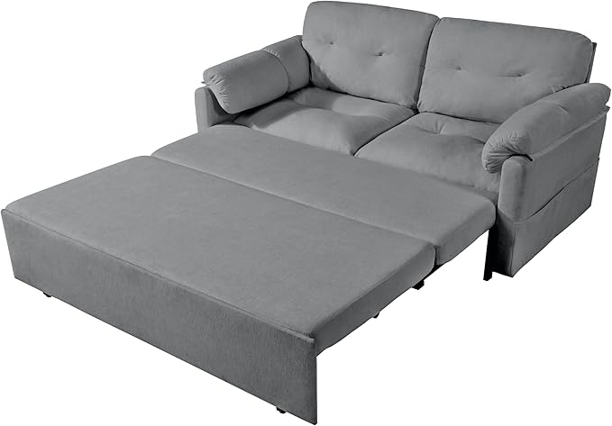71.65 Convertible Pull Out Sofa Bed Queen Size 3-in-1 Convertible Sleeper CouchMulti-Functional Chenille Loveseat Sofá for Living RoomBedroomApartmentOfficeGray