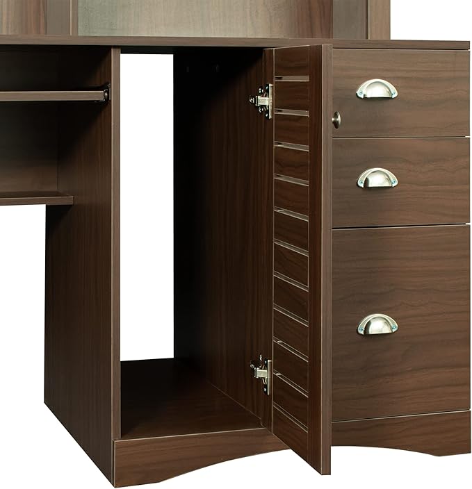 Home Office Computer Desk with HutchWalnut