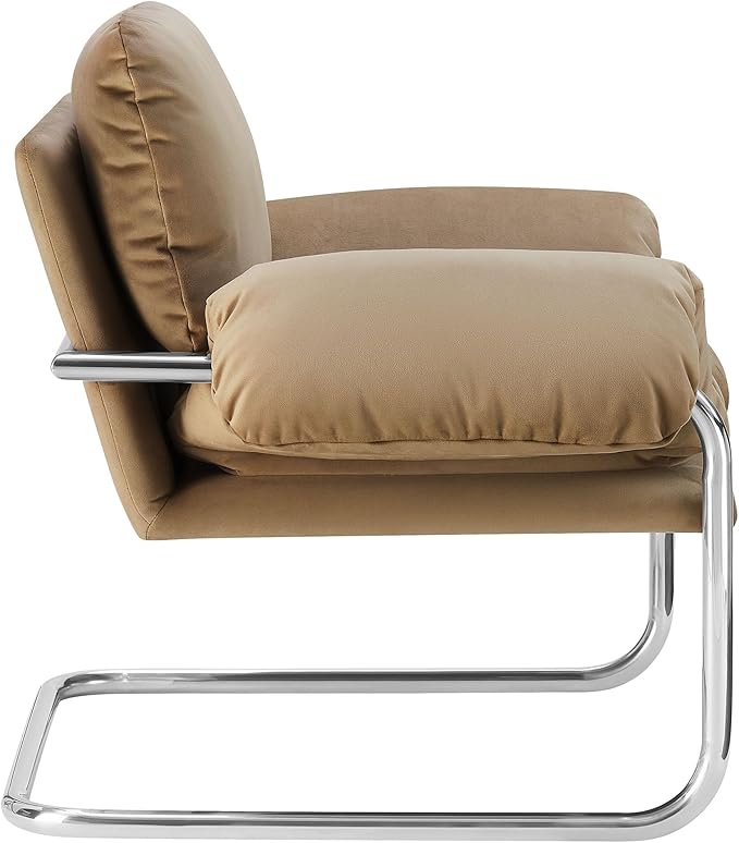 Modway Ansel Performance Velvet Accent Chair in Taupe - Stain-Resistant Velvet Lounge Chair for Living Room Bedroom - Corner Reading Chair with Arms and Removable Cushions
