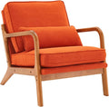 Lestar Single Lounge Chair Modern Accent Sofa Chairs Linen Upholstered Seat with Back Cushion and Pillow for Living Room (Burnt Orange)