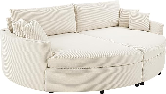 JUSTONE 102.3 Oversized Double Chaise Lounge Sofa Bed Convertible Loveseat with Deep Seat &amp USB Ports Modern Upholstered Couch for Living Room Beige