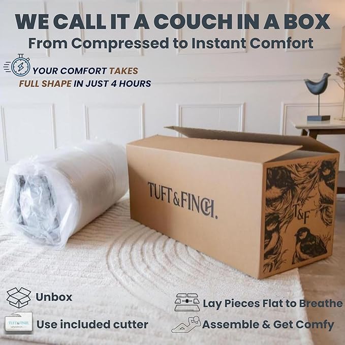 TUFT&ampFINCH 82 Folding Convertible Sofa Bed – 5 in 1 Modular Corduroy Boneless Couch for Living Room Pet-Friendly Cloud Couch Removable Washable Covers CertiPUR US Foam - Light Grey