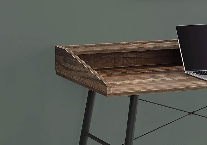Computer Desk Home Office Laptop Storage Shelves 48 l Work Brown Laminate Black Metal Contemporary Modern NX505