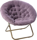 Milliard Saucer Chair For Adults Teens &amp Kids Purple Faux Fur XL Circle Chair for Bedroom Dorm &amp Gaming Foldable Comfy Accent Seat for Small Spaces Folding Moon / Mushroom / Round Style
