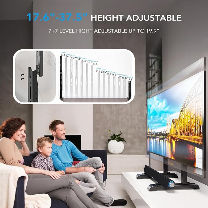AX WABER Table Top TV Stand with Height Adjustable TV Legs Replacement for Most 37-86 Inch Flat Curved TVsSteel TV Base Feet Holds up to 150 lbs with Cable Management Max VESA 800x600mm Black