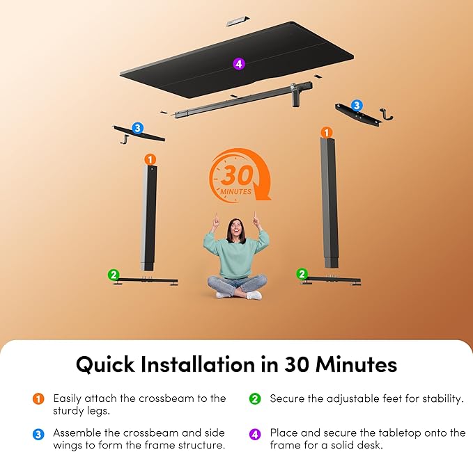FEZIBO 40 x 24 Inchs Electric Standing Desk Height Adjustable Sit Stand Up Computer Office Desk with Splice Board Black Frame/Black Top