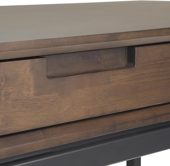 SIMPLIHOME Banting Desk - 60 Inch Wide Solid Wood and Metal Writing Desk in Walnut Brown Modern Industrial Home Office Computer Table for Study with 2 Drawers and Flip-Down Keyboard Tray