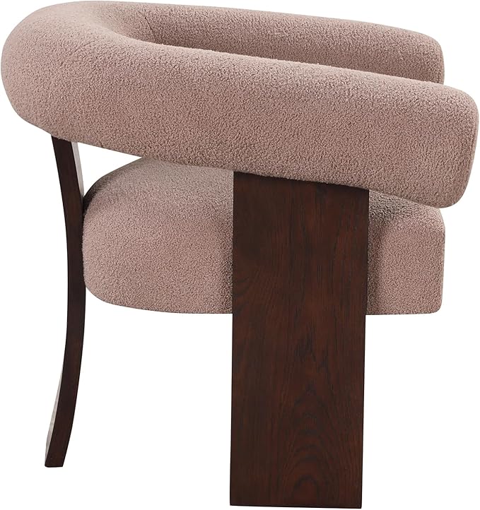 Generic The Curved Wishbone Frame Accent Chair Velvet for Living Room Light Brown