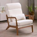 Karl home Accent Chair Mid-Century Modern Chair with Pillow High Back Teddy Fleece Upholstered Lounge Arm Chair with Solid Wood Frame &amp Soft Cushion for Living Room Bedroom Balcony White