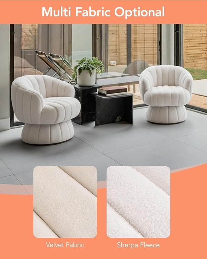 Vanity 360-Degree Swivel Accent Chair - Mid Century Modern Plush Round Makeup Chair Relaxing Comfy Lounge Sofa Arm Chair Idear for Living Room Bedroom (Pink Velvet Fabric)
