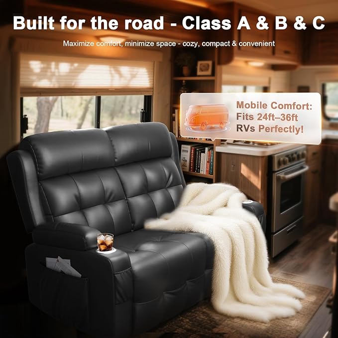 Loveseat Recliner Oversized Massage Reclining Sofa Heavy Weight Capacity RV Love Seat Chair Clearance with Storage Cup Holders Wall Hugger Couches for Living Room