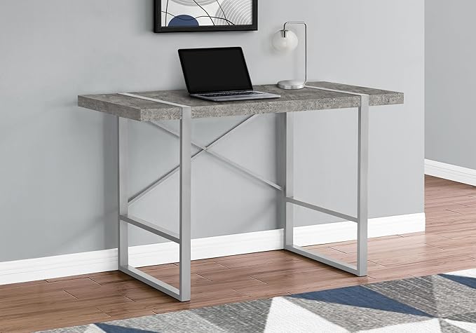 Computer Desk Home Office Laptop 48 l Work Grey Concrete Laminate Grey Metal Contemporary Modern