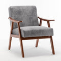 Mid Century Modern Accent Chair with Solid Wood Frame Fabric Microfiber Upholstered Armchair for Bedroom Reading Room Living Room and Lounge Grey
